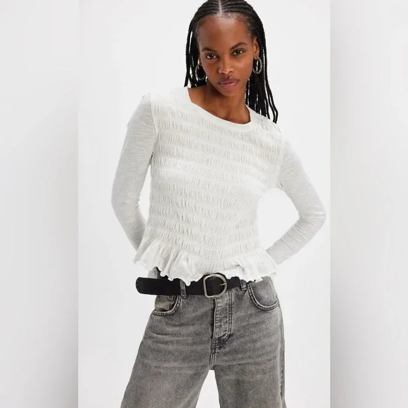 FREE PEOPLE We The Free Sylvie Long Sleeve TEE TOP - Picture 4 of 9